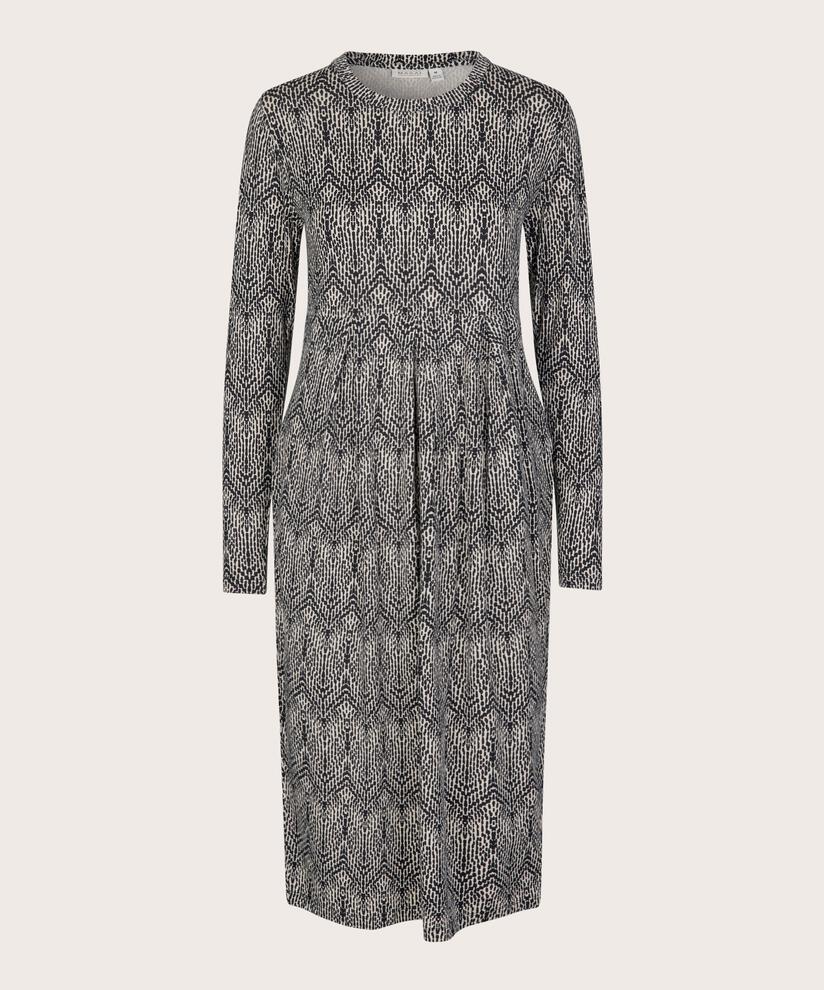 gemustertes Tulpenkleid mit langen Ärmeln, Black