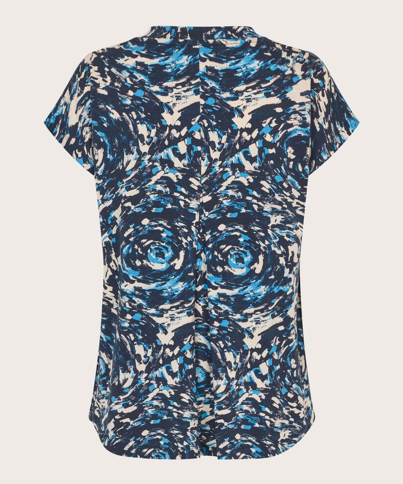 Bedrucktes T-shirt Mit V-ausschnitt, Cendre Blue