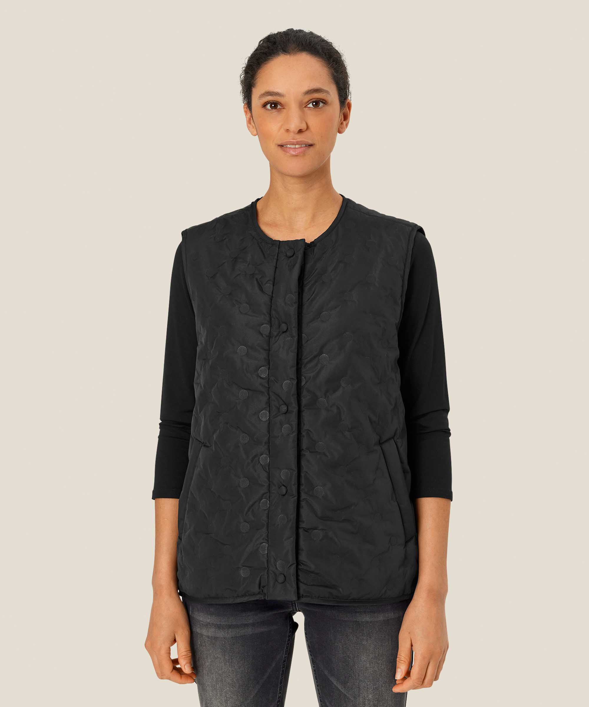Steppweste mit Druckknopfverschluss, Black