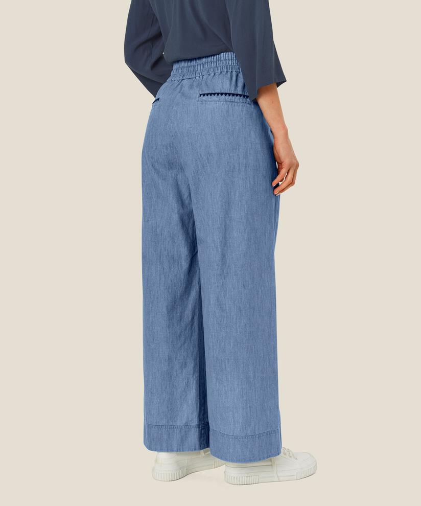 weiche Denimhose mit elastischem Bund mit Bindeband, Blue Denim