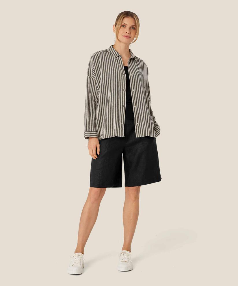 Gestreiftes Hemd aus Baumwollmix, Black