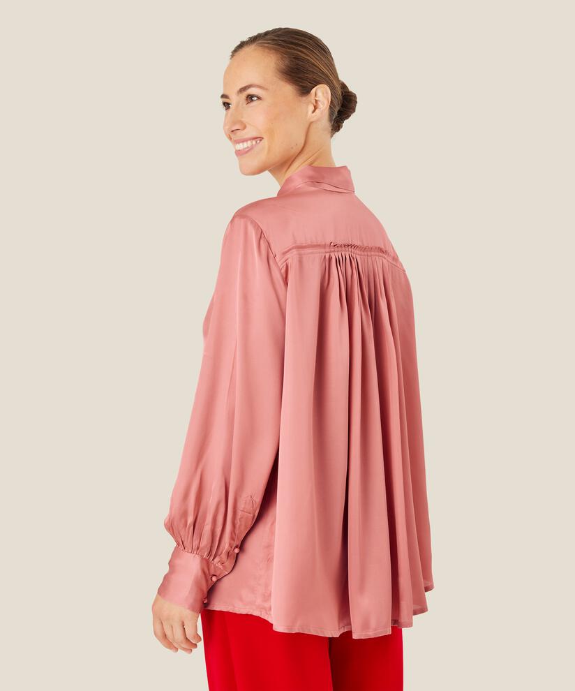 Hemdbluse aus Viskosesatin mit drapierter Rückseite, Ash rose