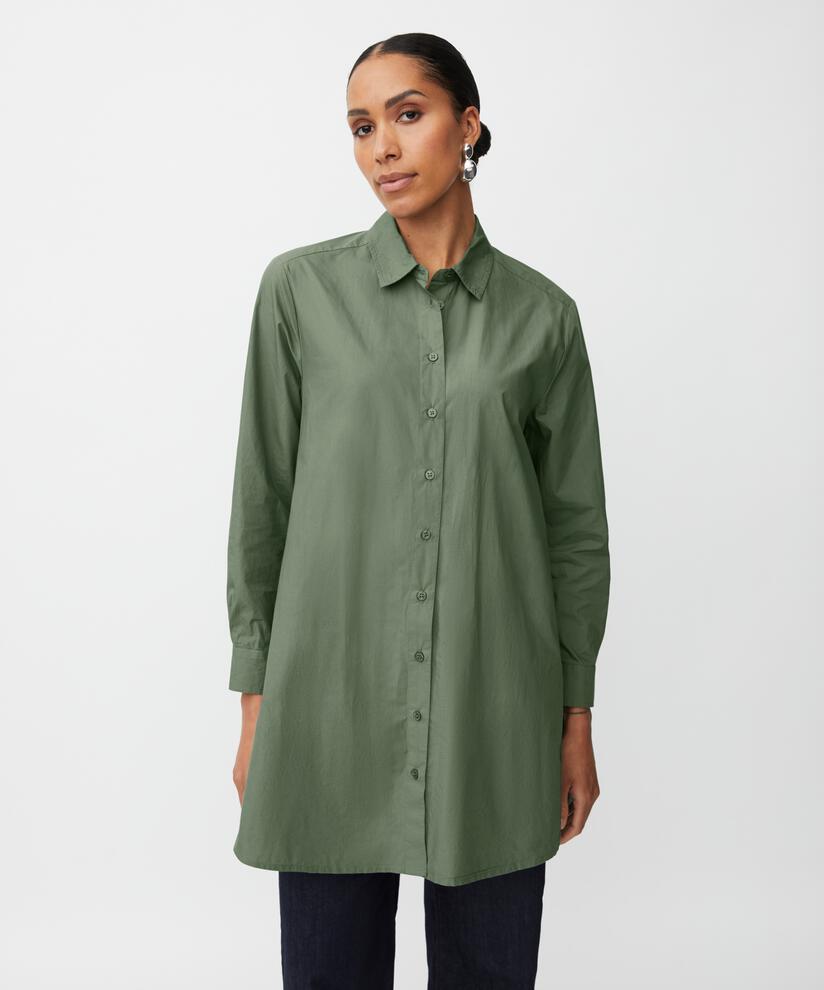 Baumwollshirt mit längerem Rücken, Duck Green