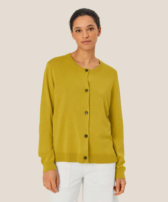 Feinstrick-cardigan Mit Rundhalsausschnitt, Burnish Gold