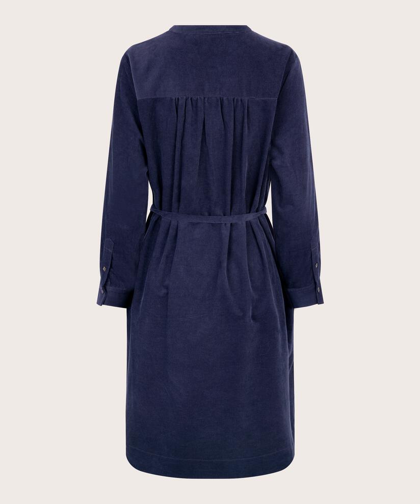 Hemdblusenkleid aus Samt mit hohen Schlitzen, Maritime Blue