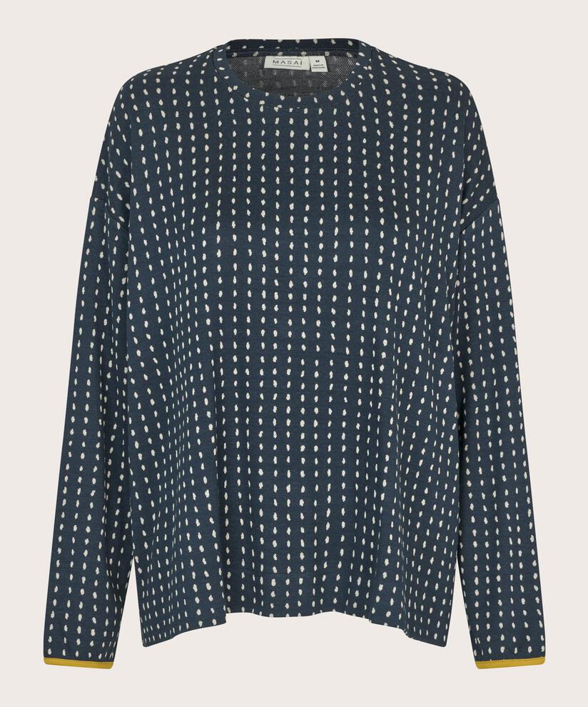 bedrucktes Jersey-Top mit Rundhals, Mood Indigo