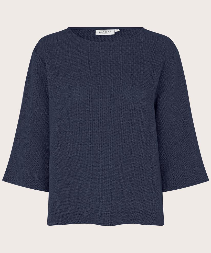 Blouse Bouclée À Manches 3/4, Navy Blazer