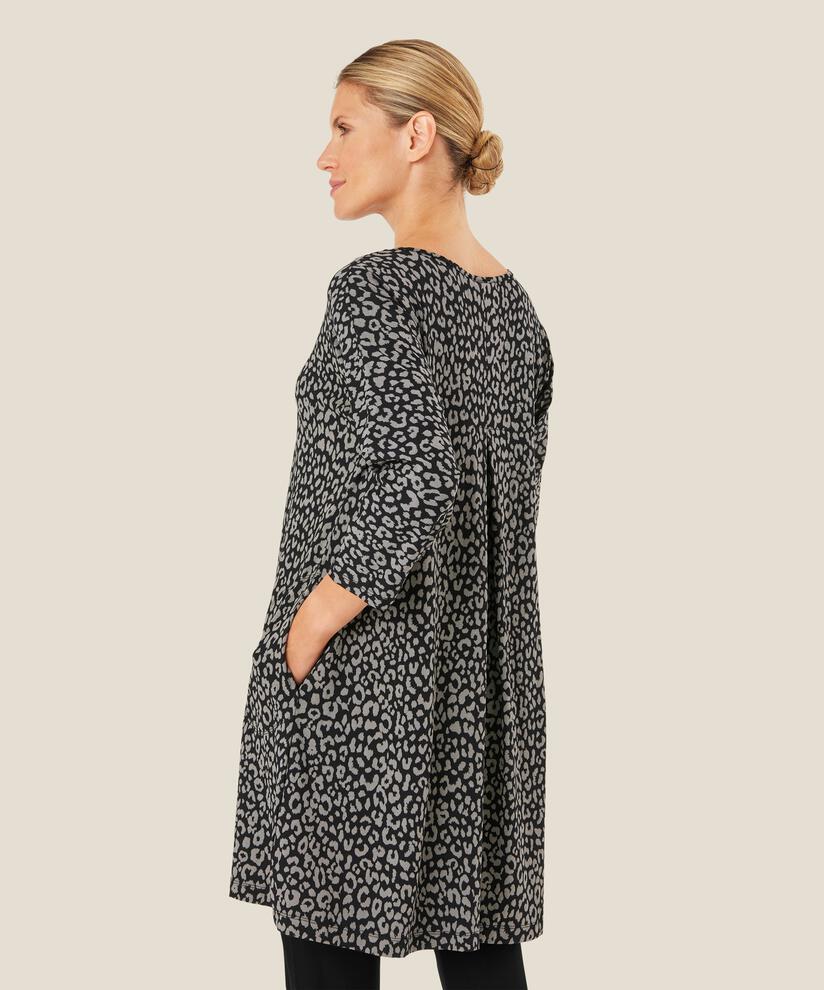 Jersey-Tunika mit Rundhals und Eingrifftaschen, Steel Grey