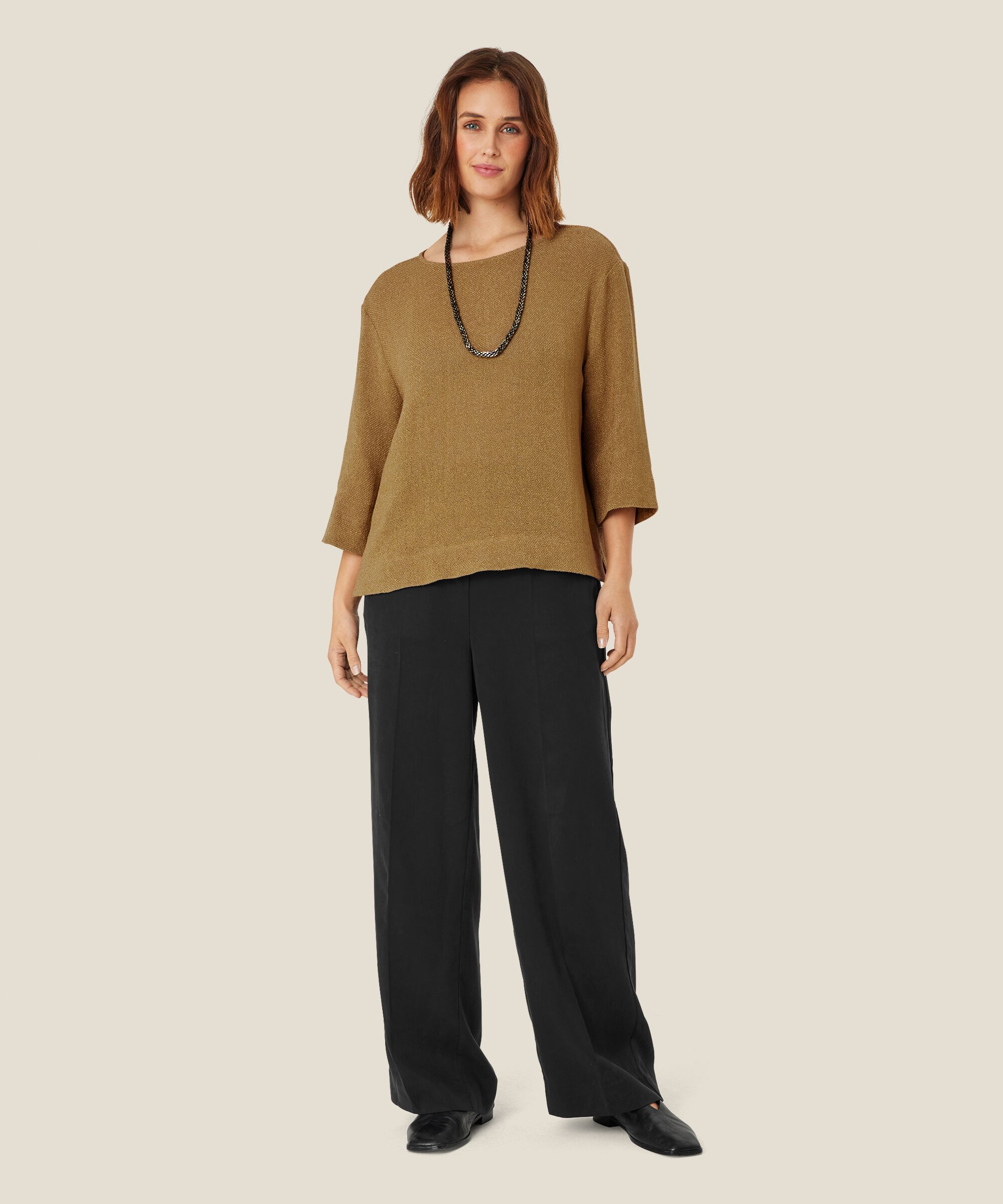 Jerseyhose mit weitem Bein und elastischem Bund, Black