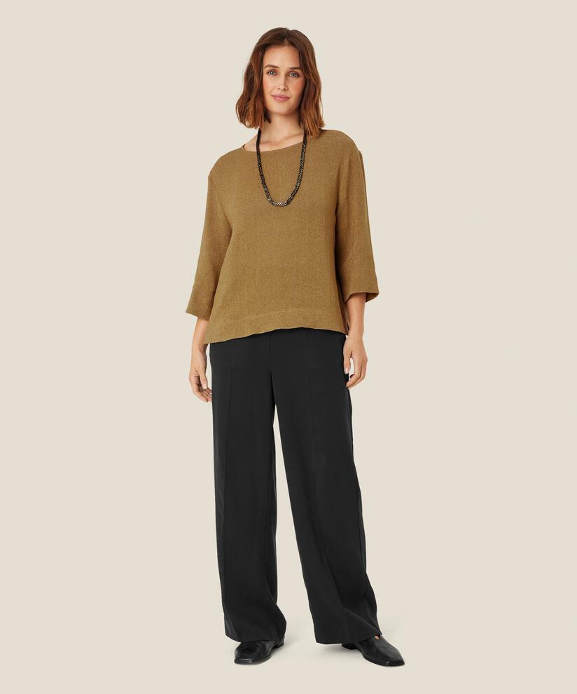 Jerseyhose mit weitem Bein und elastischem Bund, Black