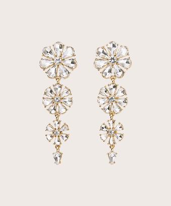 Ohrringe mit Glasperlenblumen, Gold