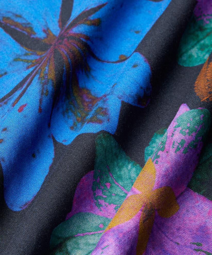 Viskosebluse mit Rundhalsausschnitt, Wild Aster