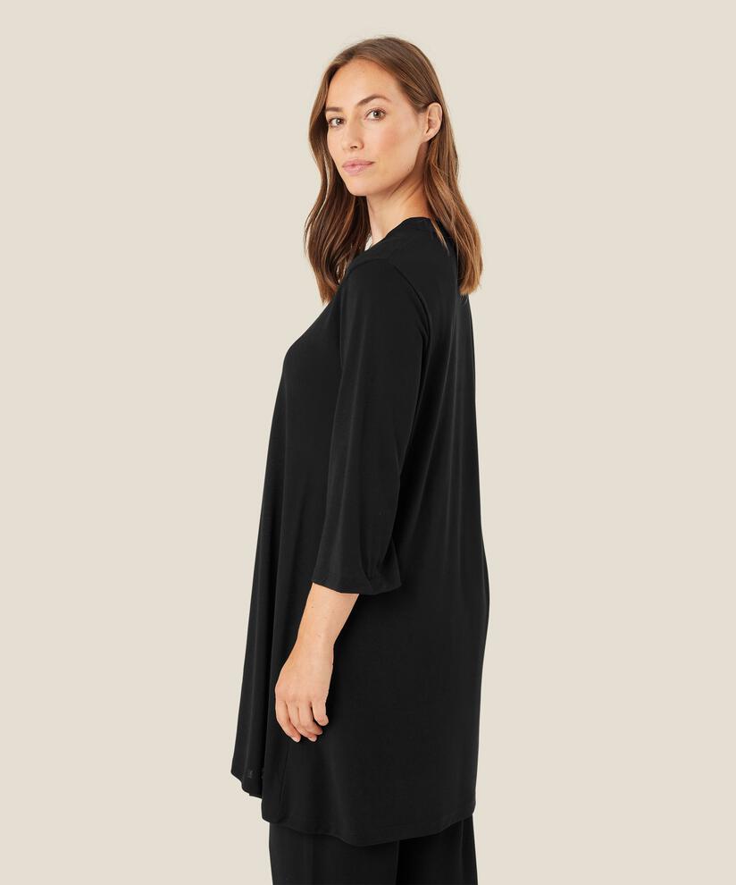 Jersey-Tunika mit Bindebändern am Hals, Black