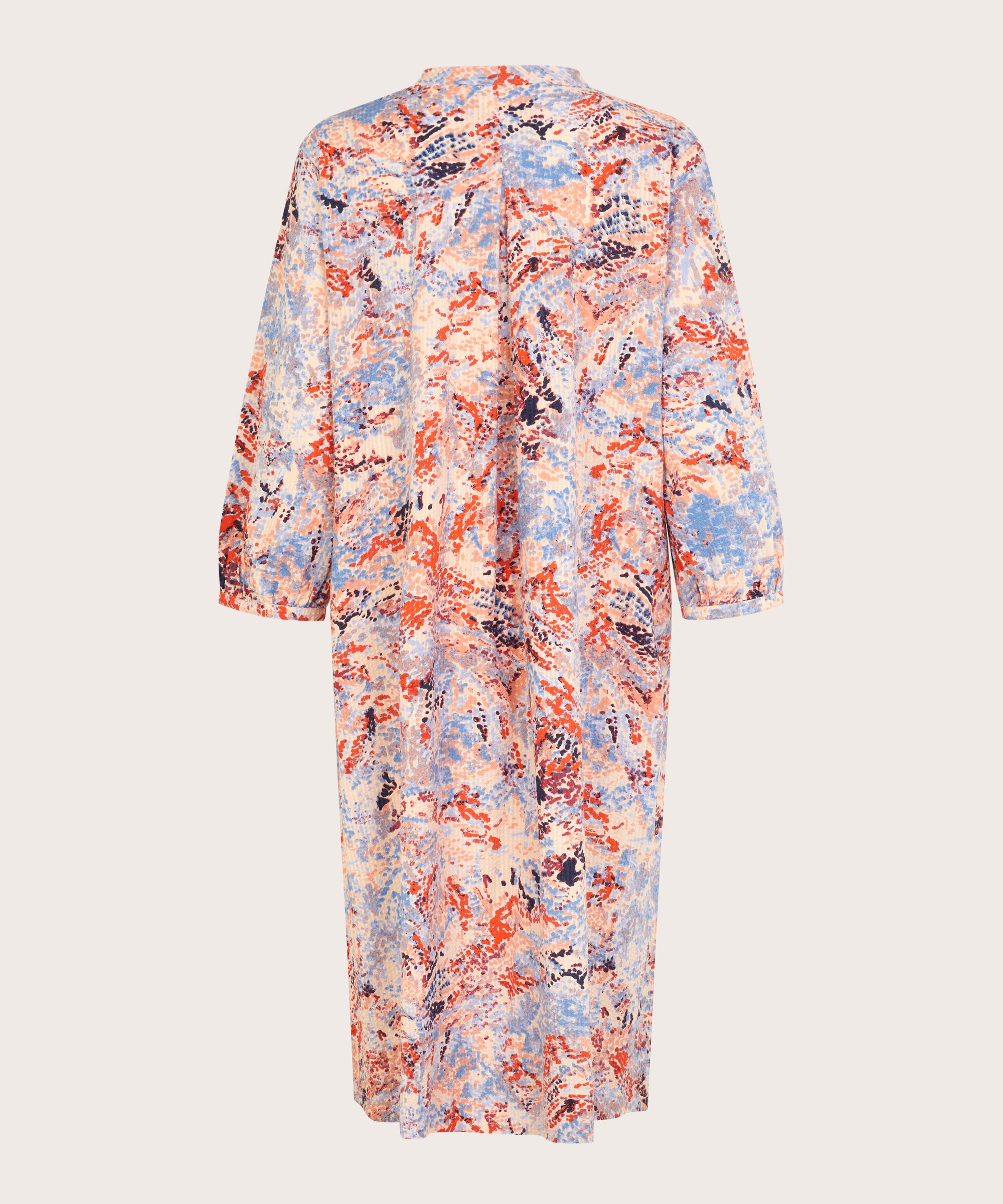 Baumwollkleid mit Bindebändern am Hals und Eingrifftaschen, Orange com