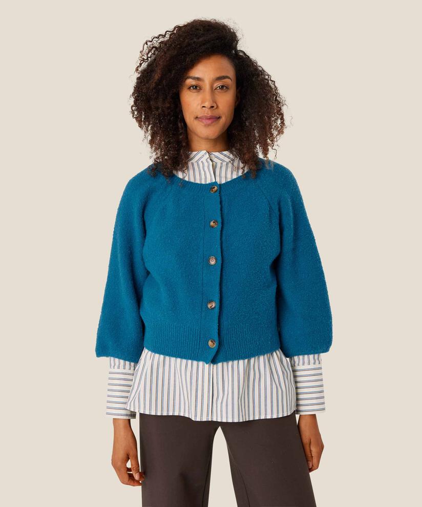 Kurzer Cardigan mit Ballonärmeln aus Wollmischung, Celestial