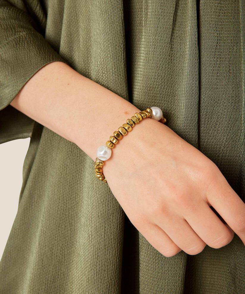 elastisches Armband mit goldenen Perlen, Gold