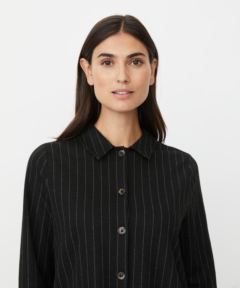 Nadelstreifen-Hemdjacke aus Jersey, Black