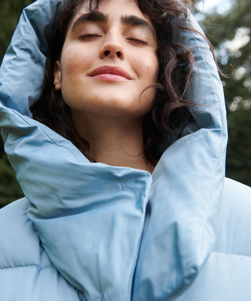 Kurze Daunenjacke mit Kapuze, Ashley Blue