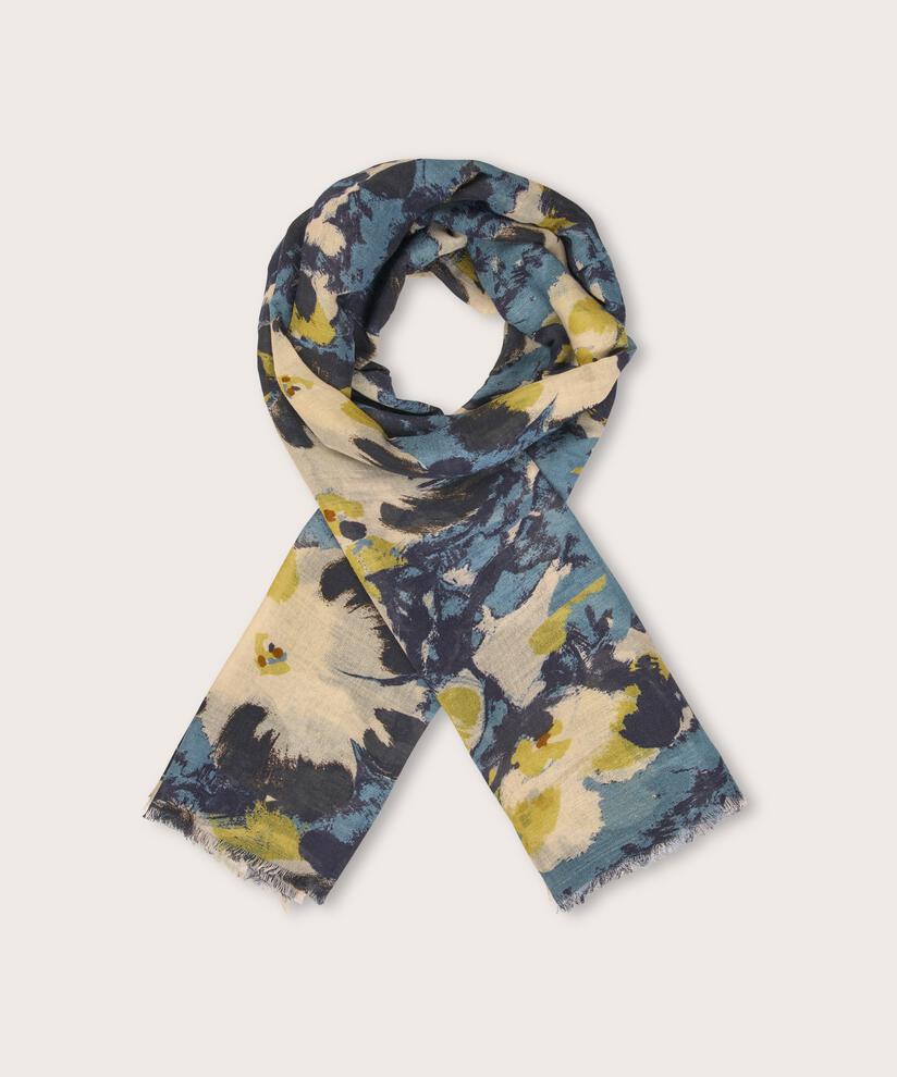 Schal aus Wollmischung mit Blumenmuster, Proven Blue