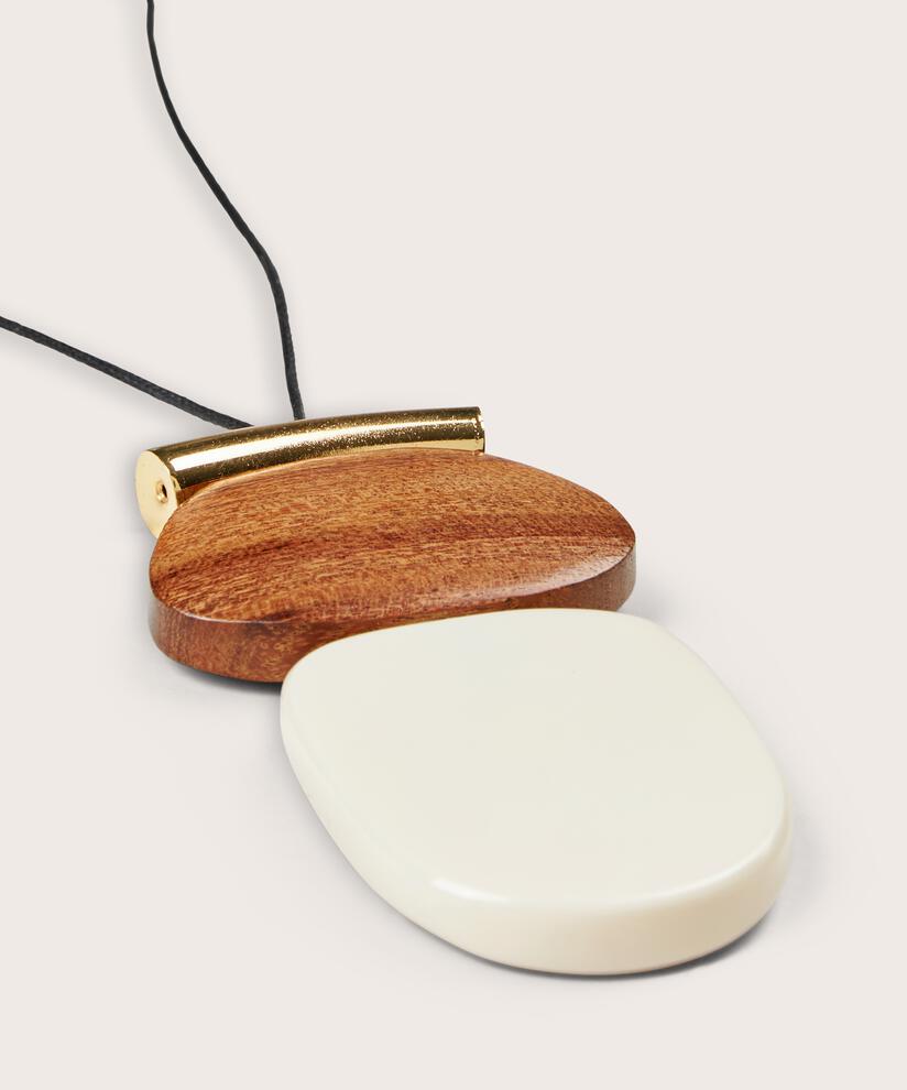 verstellbare Halskette mit Holz und Perlen, Whitecap