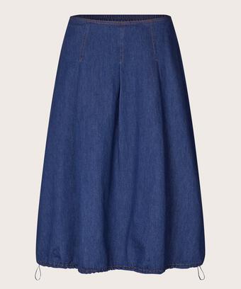 Jeansrock mit elastischem Saum, Dark Denim