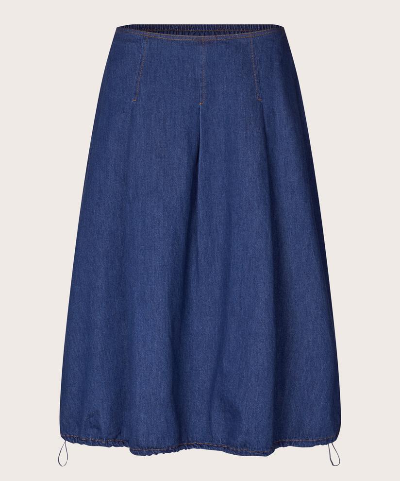 Jeansrock mit elastischem Saum, Dark Denim