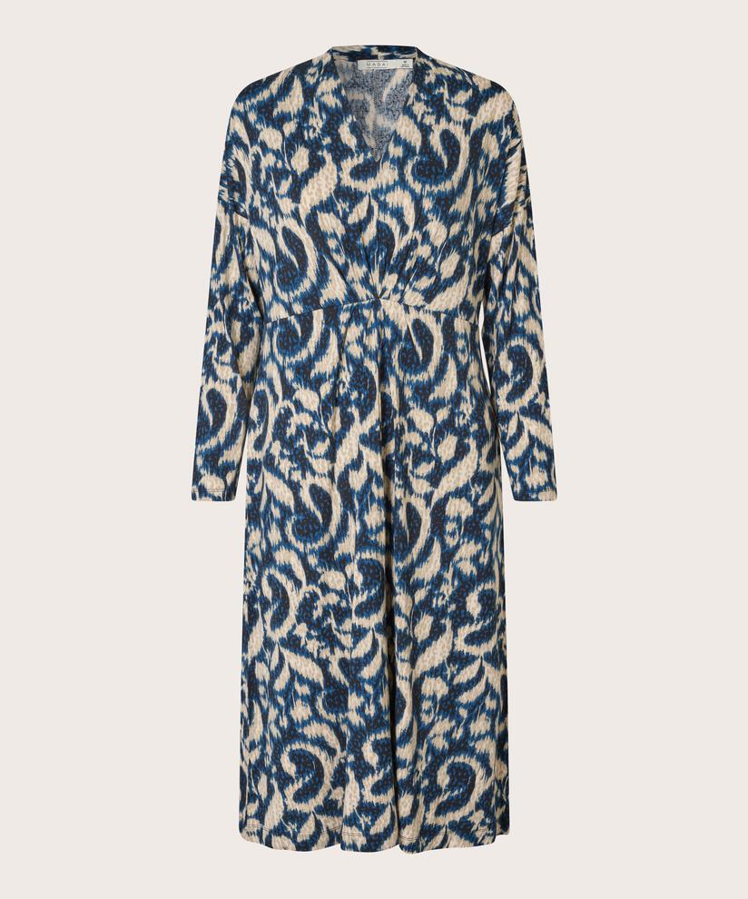 Jerseykleid mit V-Ausschnitt und Eingrifftaschen, Moonlit Ocean