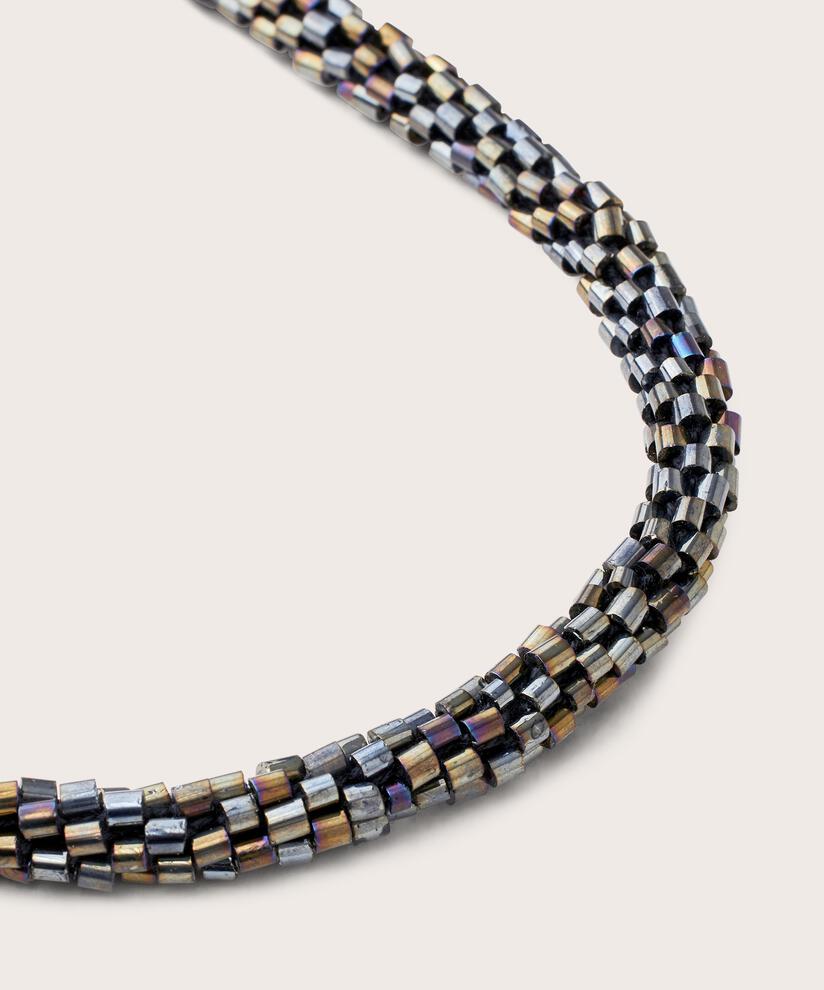 Halskette mit kleinen Glasperlen, Black
