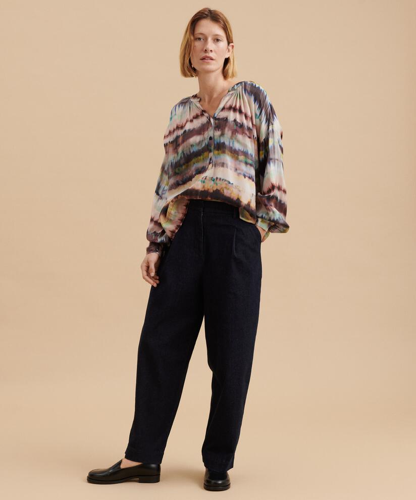 V-Ausschnitt-Bluse mit Knopfleiste, Misty Rose