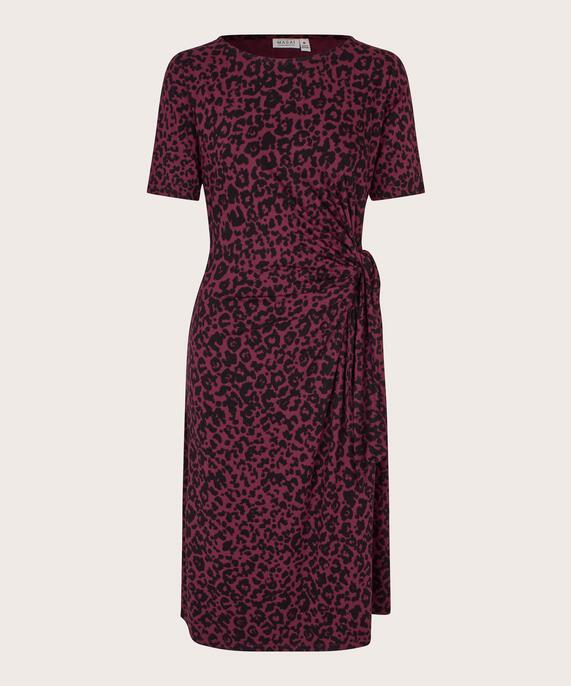 bedrucktes Jerseykleid mit Wickeleffekt, Tawny Port