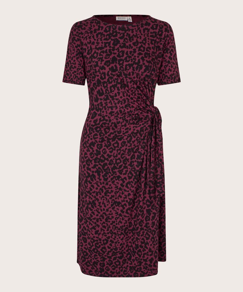 bedrucktes Jerseykleid mit Wickeleffekt, Tawny Port