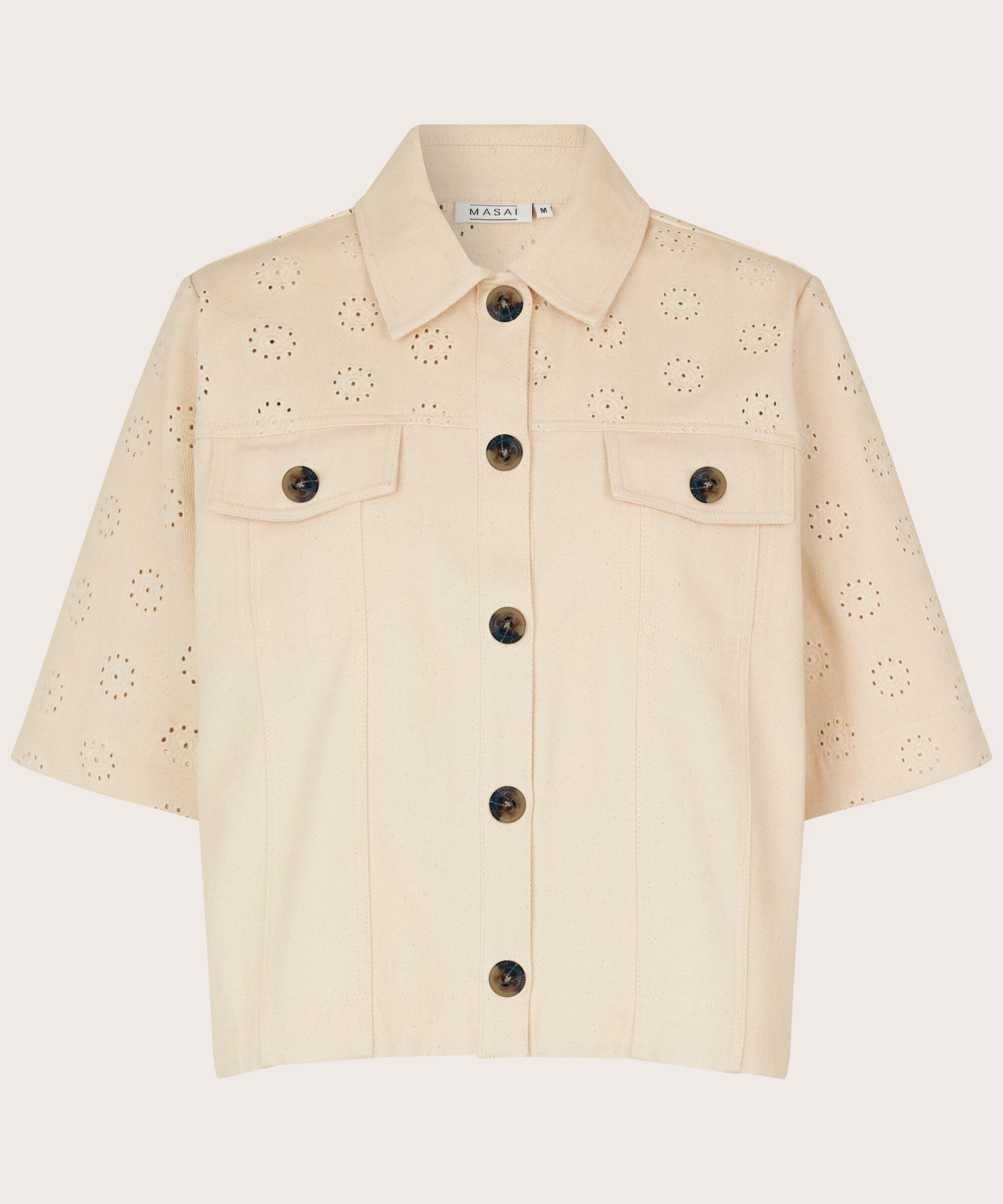 Jeansjacke mit Lochmuster, Whitecap