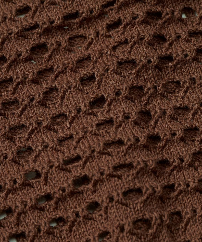 Lochmuster-Cardigan mit 3/4 Ärmeln, Chestnut