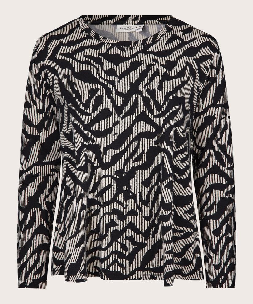 Bedrucktes Jersey-Top mit Rundem hals, Black