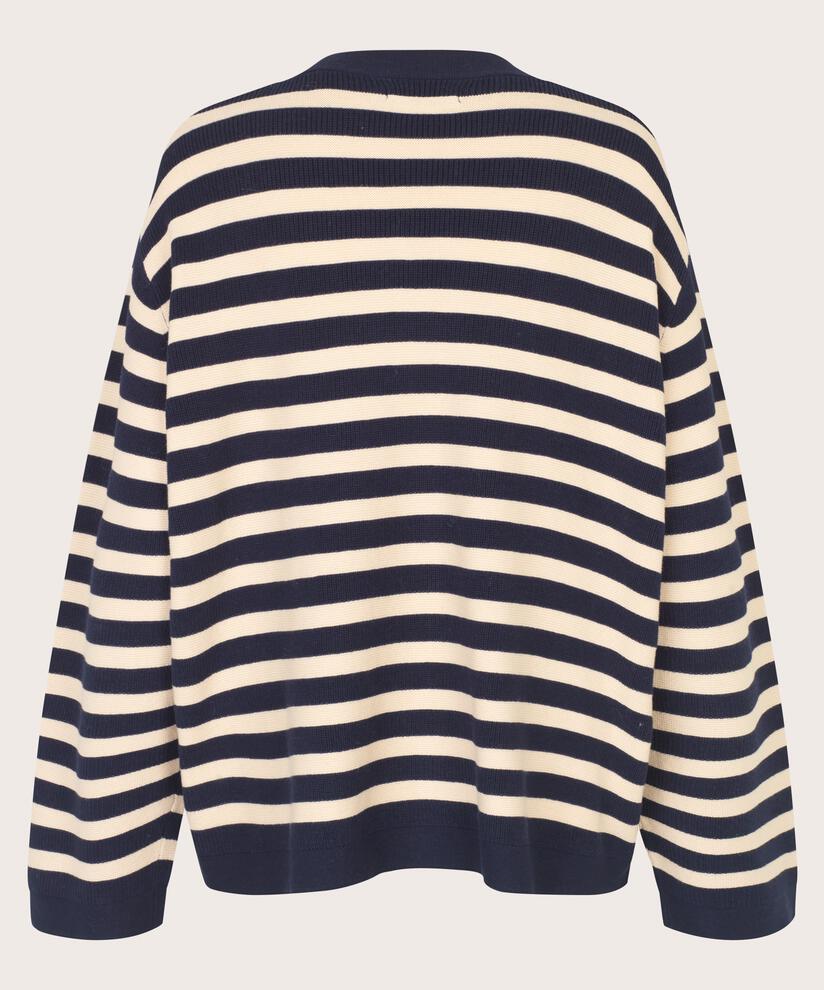 gestreifter Strickpullover aus Baumwolle, Maritime Blue