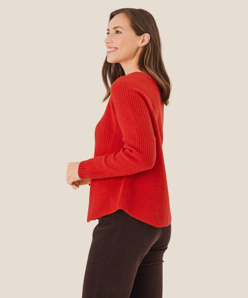 Pullover aus gerippter Wolle, Spicy Orange
