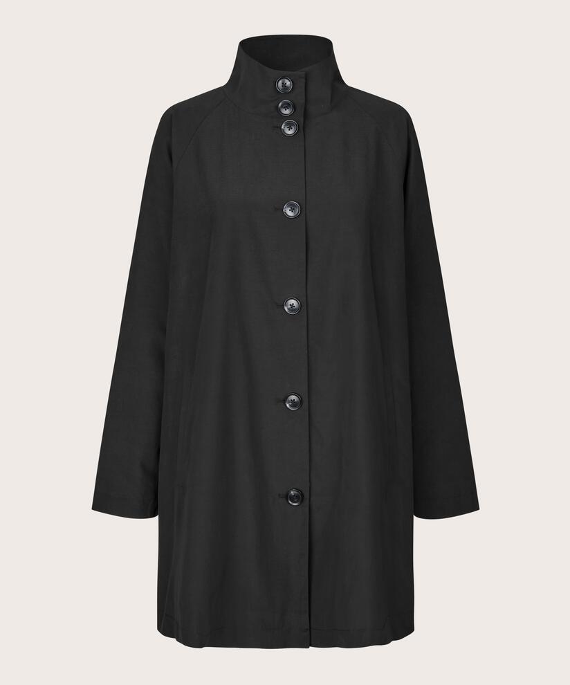 Mantel mit Knöpfen und hohem Kragen, Black