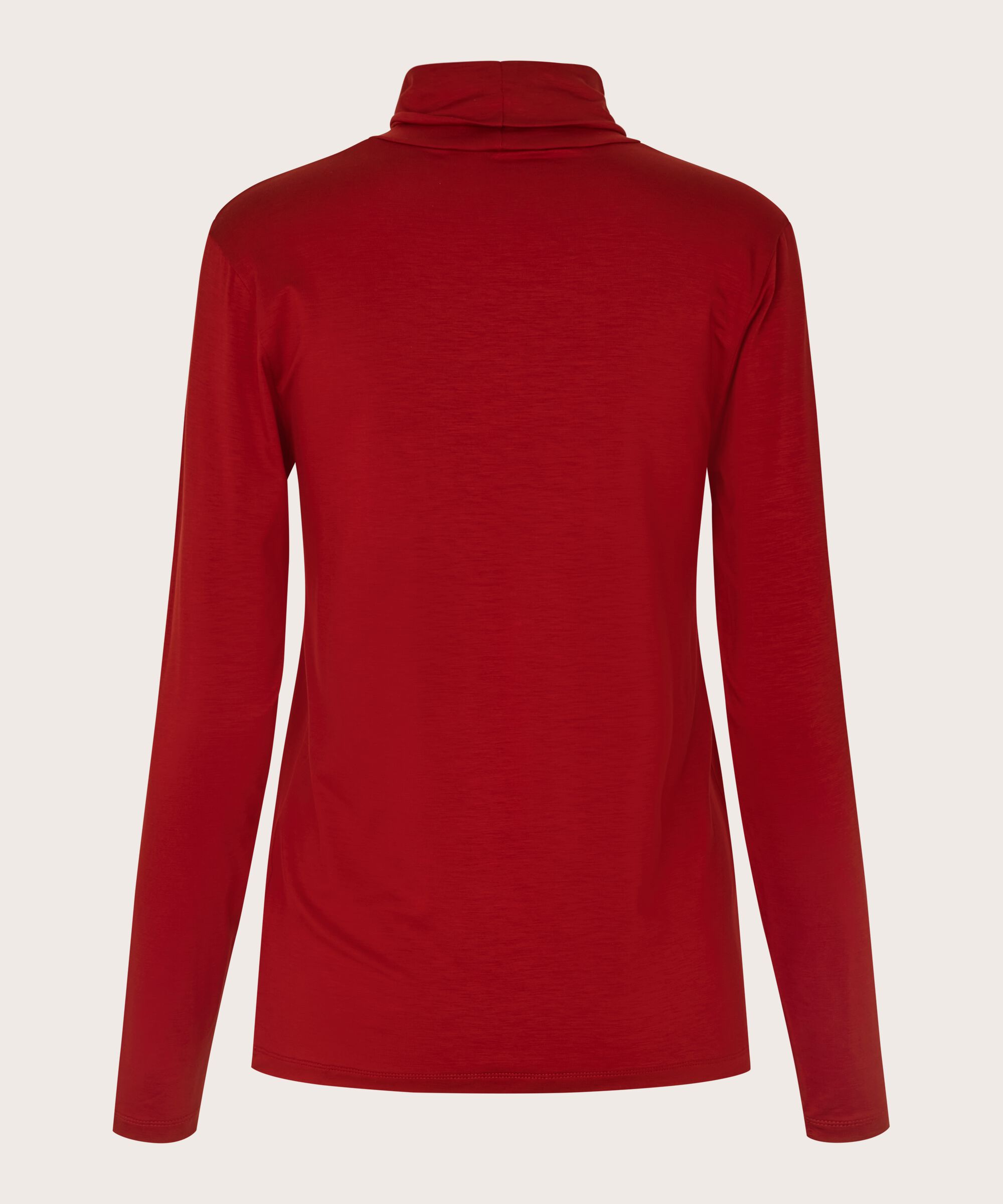 Rollkragenbluse Aus Weichem Jersey, Red Dahlia