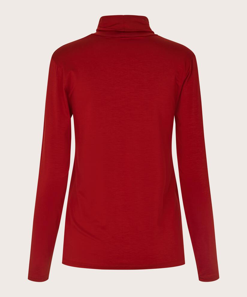 Rollkragenbluse Aus Weichem Jersey, Red Dahlia