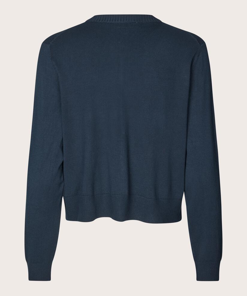 Langarm-Cardigan mit Strassknöpfen, Navy Blazer
