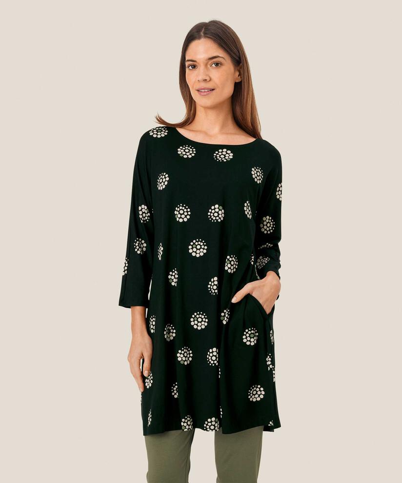 Langarm-Tunika aus Jersey mit Eingrifftaschen, Black