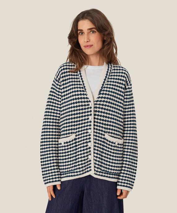 Cardigan aus Baumwollmischung mit Fronttaschen, Mood Indigo