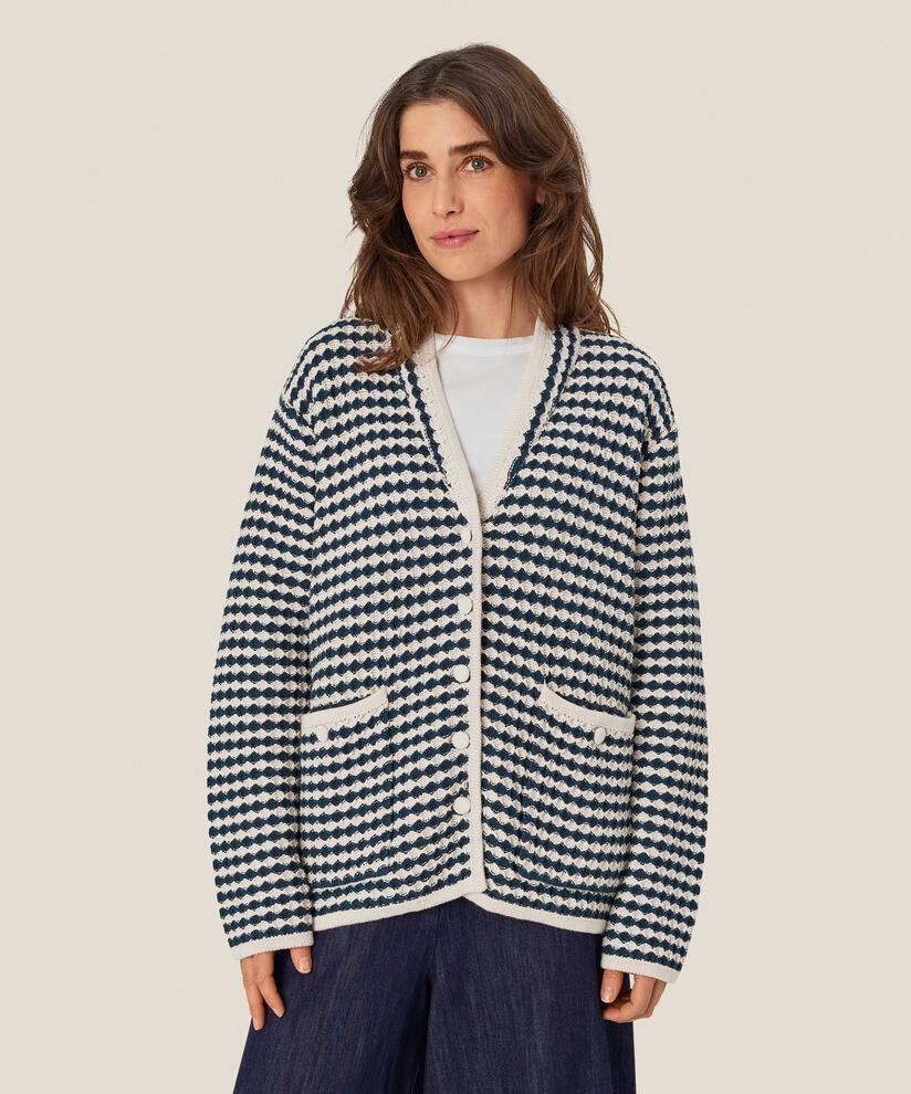 Cardigan aus Baumwollmischung mit Fronttaschen, Mood Indigo