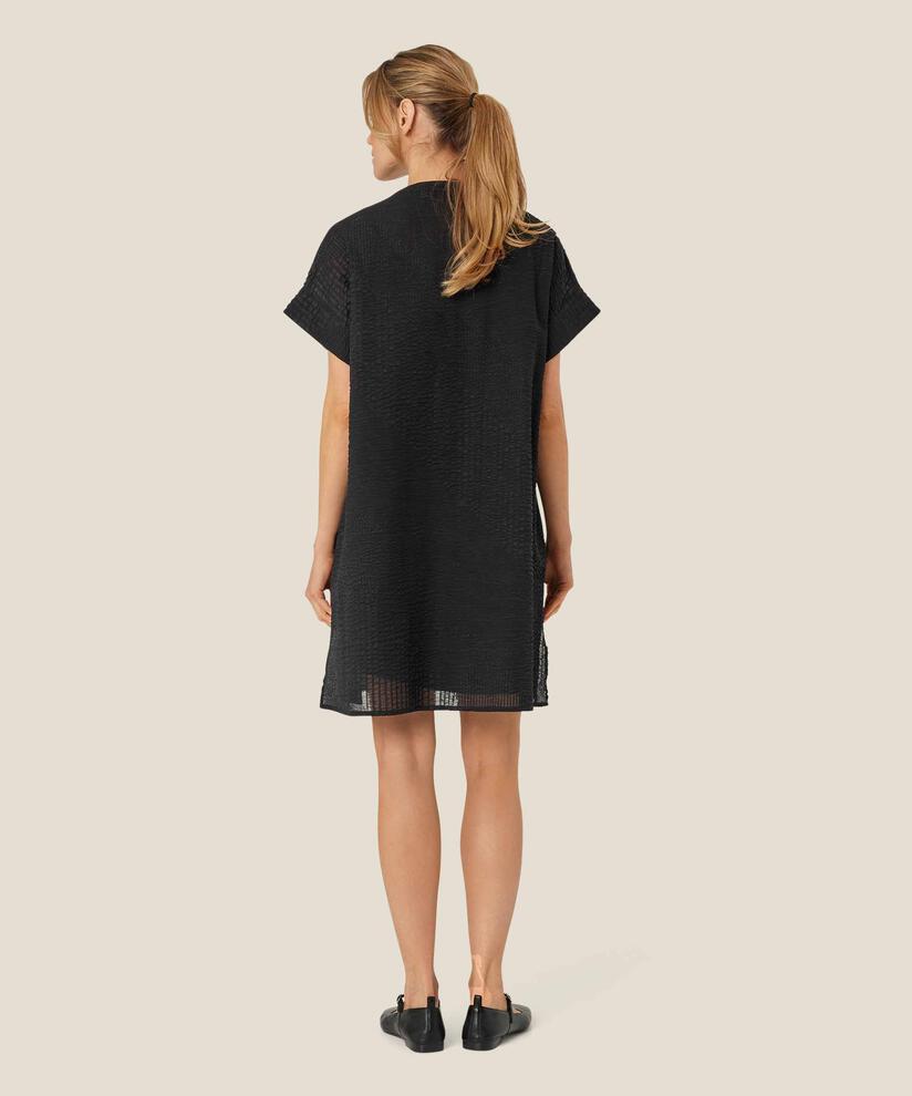 Hemdblusenkleid aus helltransparenter Baumwolle, Black