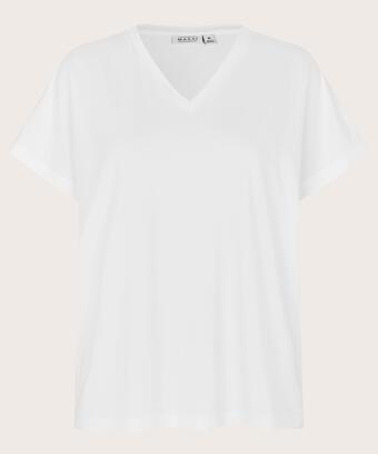 T-Shirt mit V-Ausschnitt aus weichem Jersey, White
