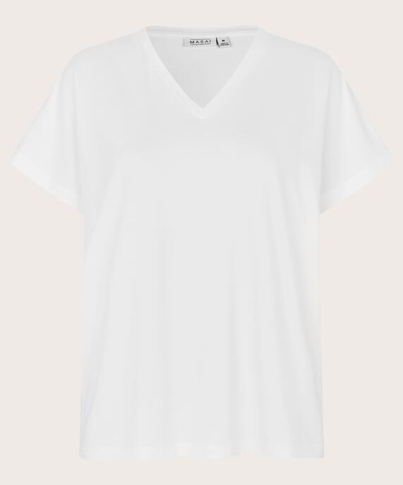 T-Shirt mit V-Ausschnitt aus weichem Jersey, White