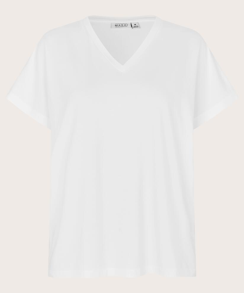 T-Shirt mit V-Ausschnitt aus weichem Jersey, White