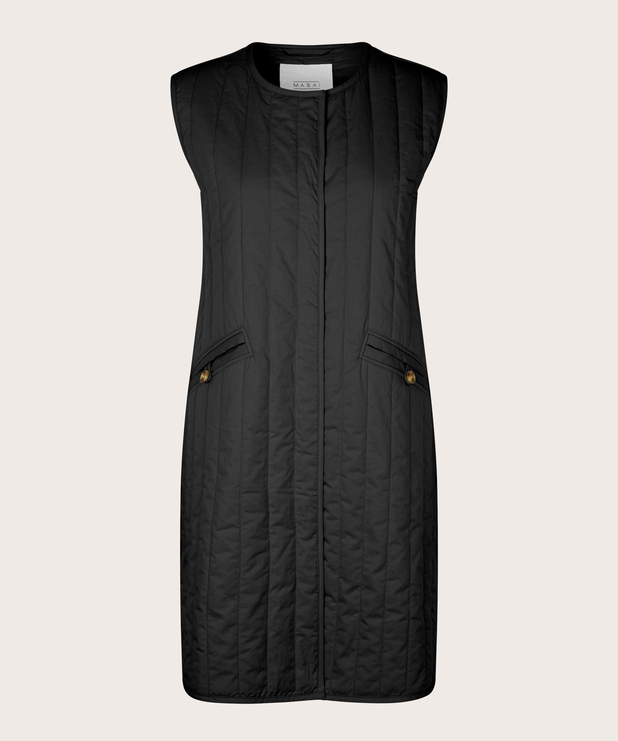 Steppweste mit Rundhalsausschnitt, Black