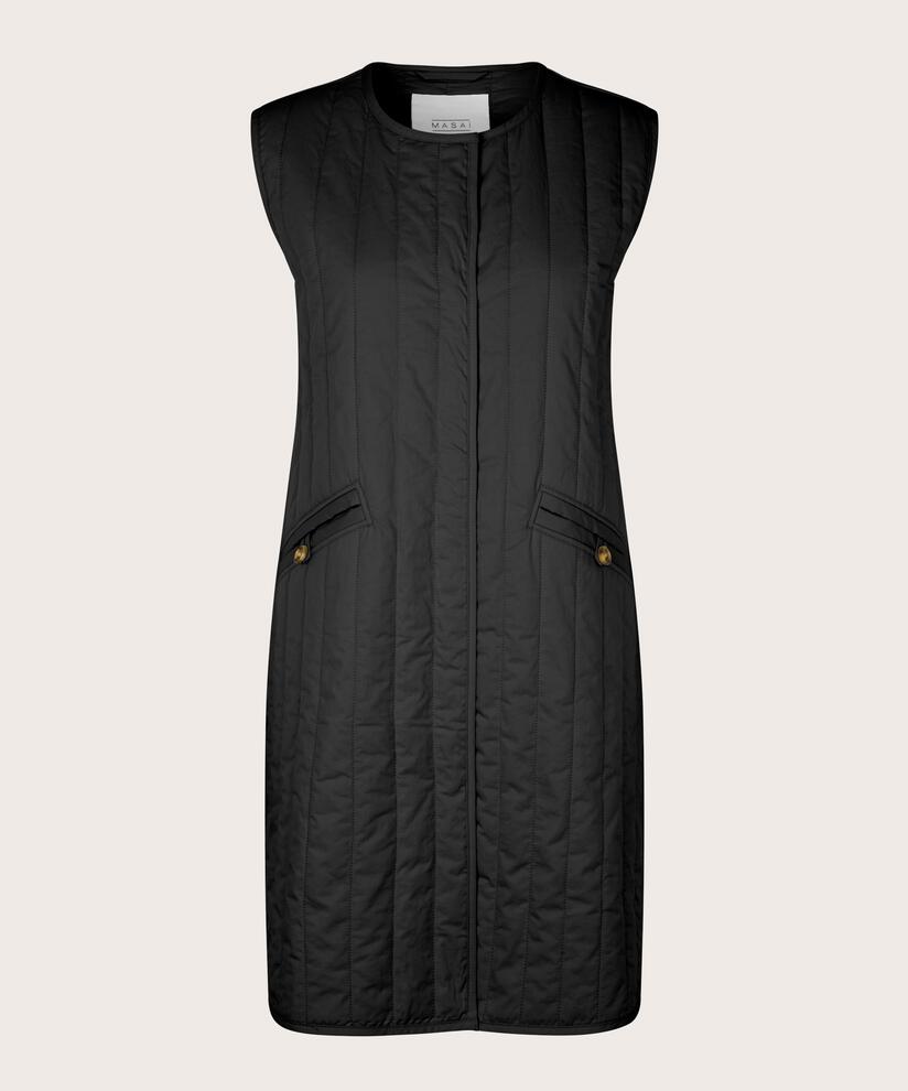 Steppweste mit Rundhalsausschnitt, Black