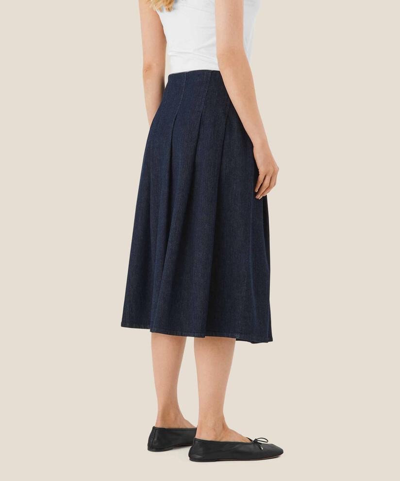 Denimrock mit Falten, Dark Denim